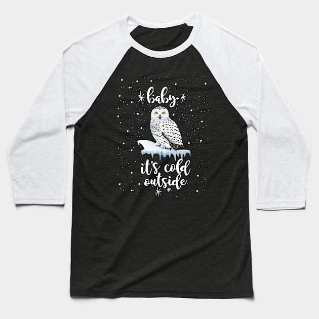 Winter nights snowy owl, winter forest in the nights, perfect for natura Baseball T-Shirt by Collagedream